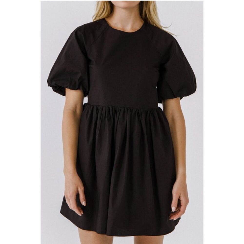 NEW! English Factory Short Balloon Sleeve Mini Dress in BLACK (XL) - Picture 5 of 9